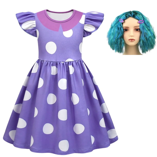 Disfraz de Cosplay de Inside Out Envy, vestido de princesa + peluca + bolsa para niños, Disfraces de Halloween, Carnaval, cumpleaños, felicidad