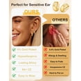 thumbnail image 5 of VEEDOFA 3-Pair Gold Earrings Set for Women, Huggie Hoops & CZ Studs, 14K Gold Plated, 5 of 6
