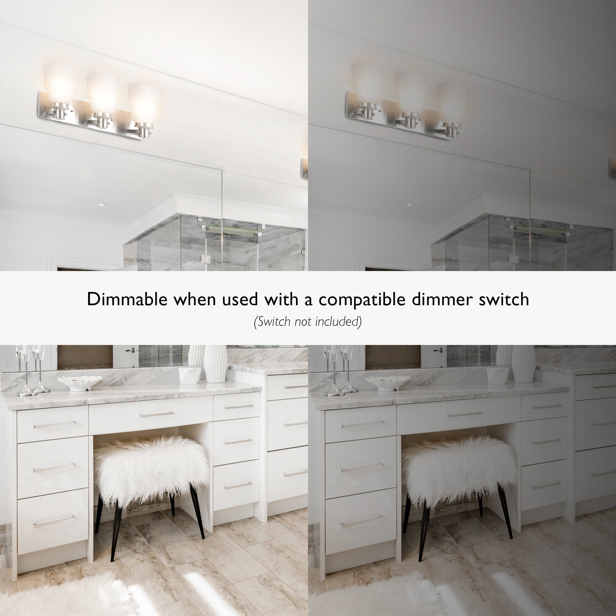Marcell 23.3 in 3-Light Satin Nickel Vanity Light with Frosted Glass Shades