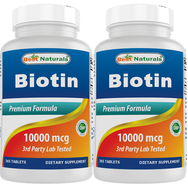 2 Pack Best Naturals Biotin 10 mg (10,000 mcg) 365 Tablets (Also