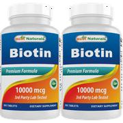 2 Pack Best Naturals Biotin 10 mg (10,000 mcg) 365 Tablets | (Also Called Vitamin B7) | (Total 730 Tablets)