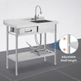 thumbnail image 3 of Ataucjin Stainless Steel Laundry Utility Sink, Freestanding Single Bowl Kitchen Sink with Hot & Cold Water Faucet, Built-In Wash Board, Drawer, Drain Basket, Dish Rack for Laundry Room, Garage, 3 of 7