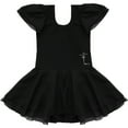 thumbnail image 3 of Haitryli Kids Girls Chiffon Flutter Short Sleeves Leotard Tulle Tutu Dress Ballerina Dance Wear Black XXL, 3 of 7
