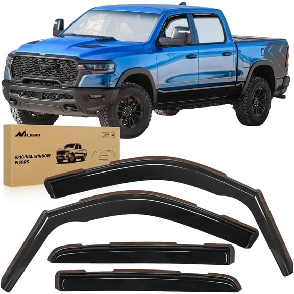 Nilight in Channel Rain Guards for Dodge RAM 1500 2019 2020 2021 2022 2023 2024 Crew Cab Original Window Deflectors, Vent Window Visors-4PCS