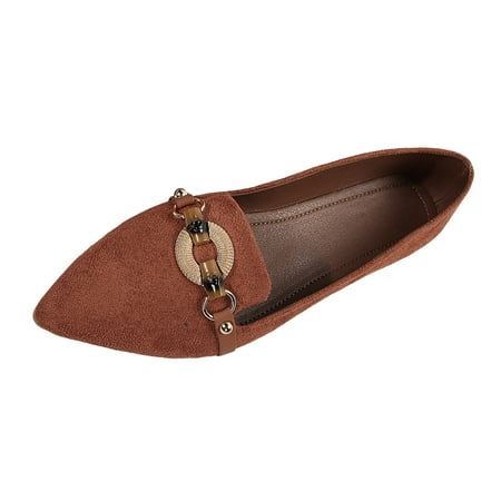 IUJSOY Womens Retro Slip on Loafers Pointed Toe Flats Comfortable Fashion Work Business Shoes