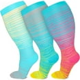 thumbnail image 1 of 3 Pairs Plus Size Compression Socks for Women Men Wide Calf 20 30 mmHg Extra Large for Circulation Support Recovery 5XL, 1 of 7