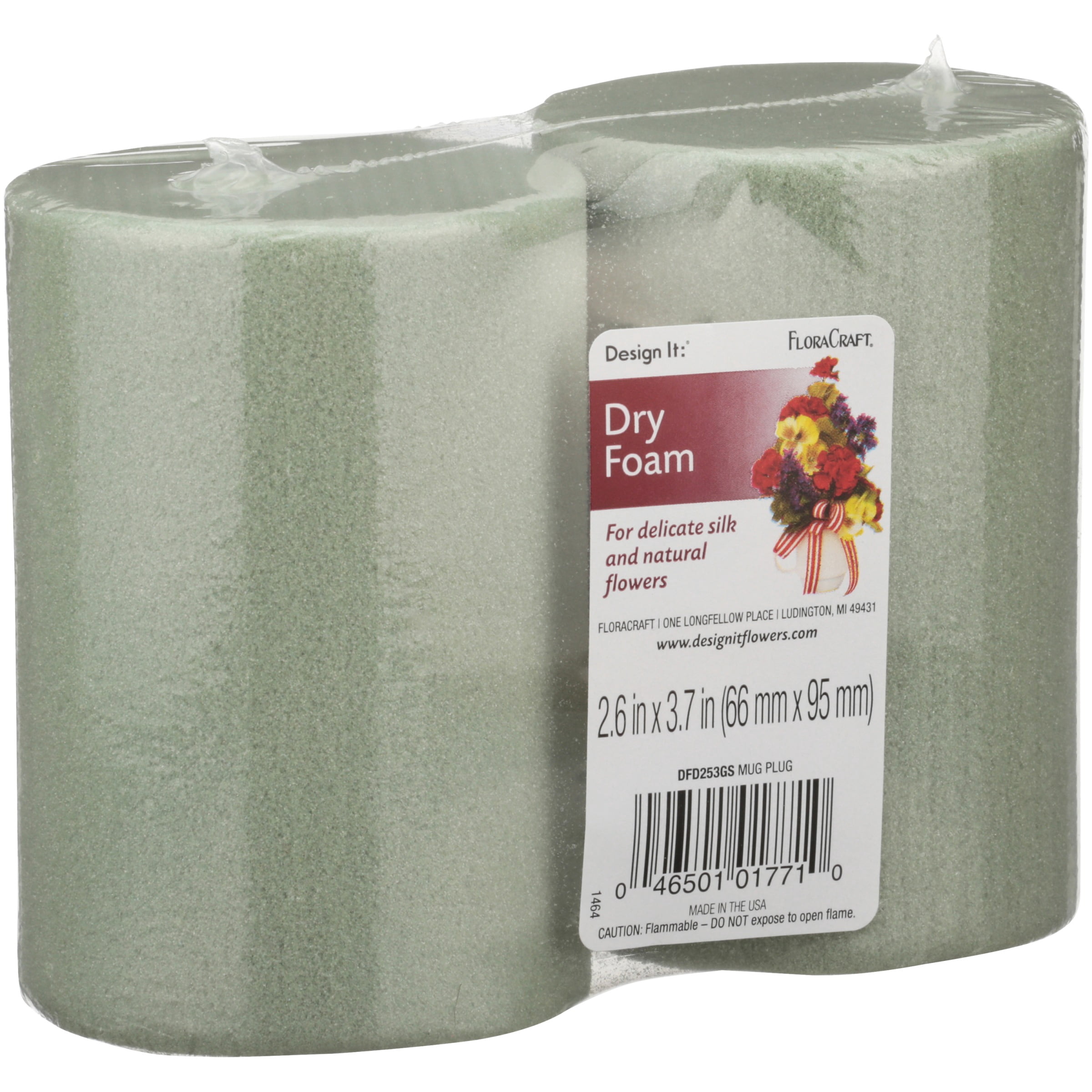 FloraCraft Floral Dry Foam 2 Piece Mug Plug 2.6 inch x 3.7 inch Green