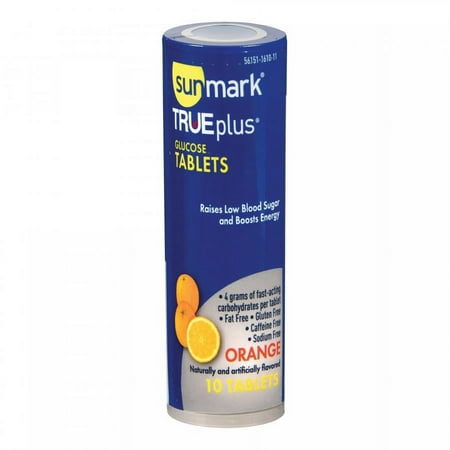 sunmark TRUEplus Glucose, Orange, 10 Tablets per Pack, 6 Count