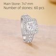 thumbnail image 5 of Flydeer Engagement Rings for Women Princess Cut 2CT Halo Wedding Promise Ring Silver Plated Anniversary Gift for Her Size 7, 5 of 9
