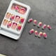 thumbnail image 4 of French Tip Press on Nails Short Square Fake Nails Nude Pink False with Flower, 4 of 5