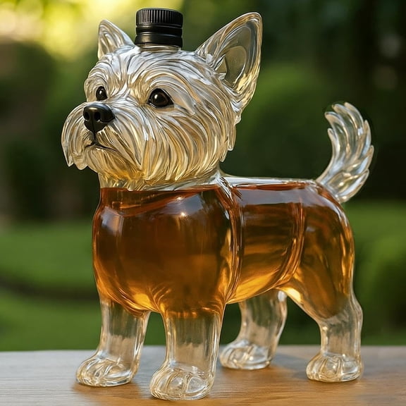 Dog Shaped Glass Whiskey Decanter 350ml Wine Liquor Dispenser