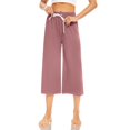 thumbnail image 4 of Wide Leg Cropped Pants for Women Casual Travel Work Sweatpants Loose Fit Summer Trousers with Drawstring Waist and Pockets, 4 of 5