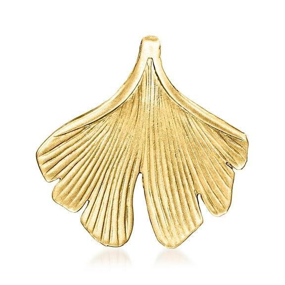Ross-Simons 14kt Yellow Gold Satin and Polished Ginkgo Leaf Pendant, Women's, Adult