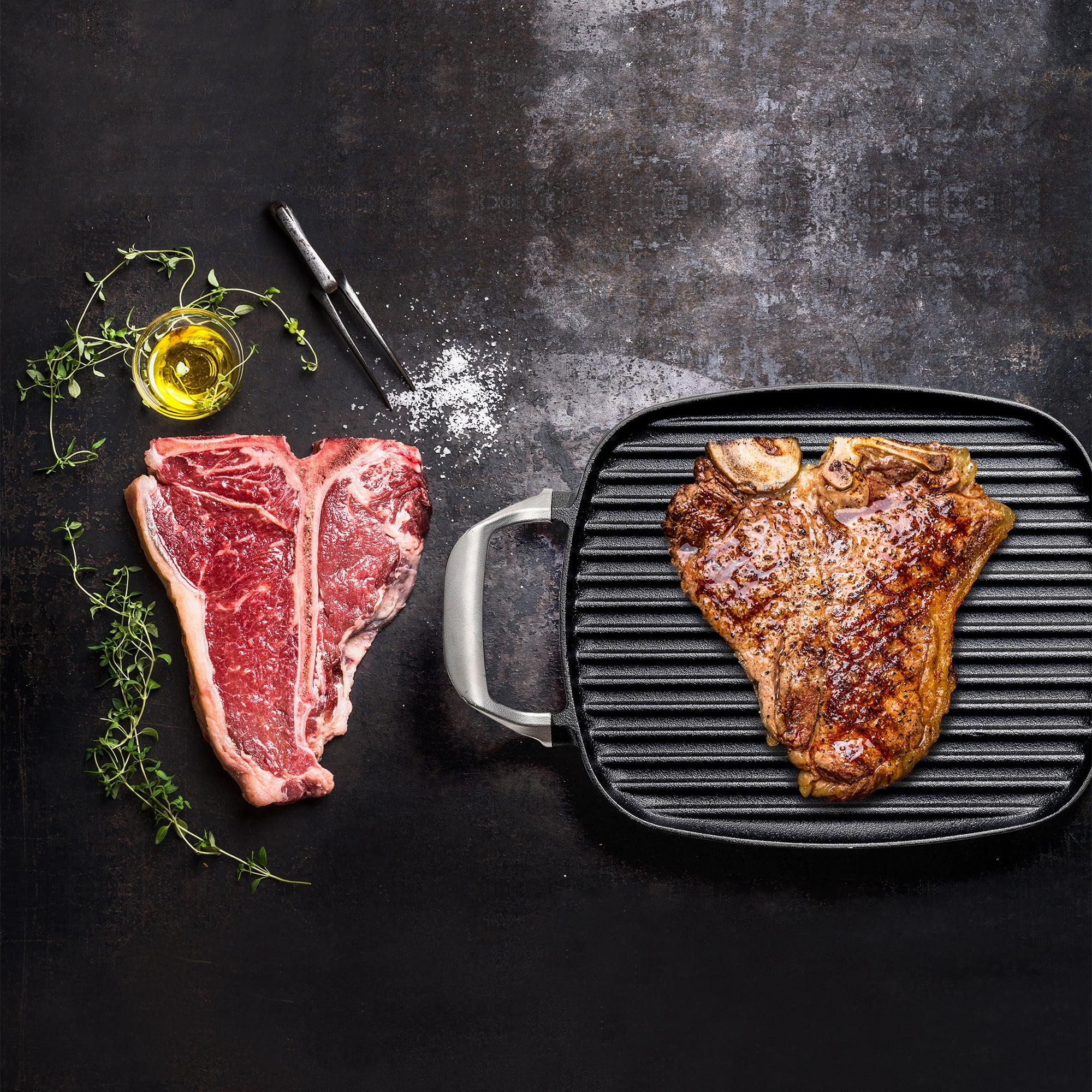 Outset Cast Iron Grill Pan With Ridges, 8.5” x 14.25” x 1.5” Pan for BBQ and Stovetop