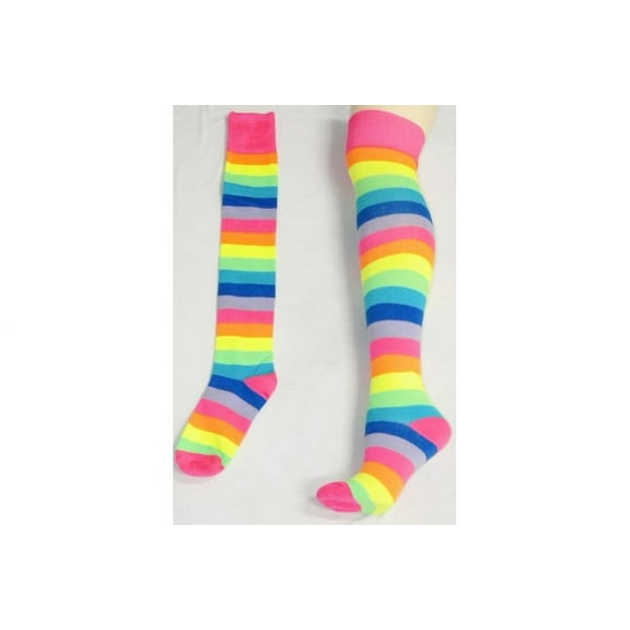 Neon Rainbow Thigh high Socks