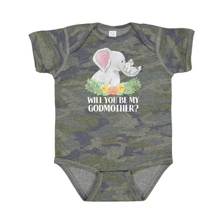 

Inktastic Will You Be My Godmother Cute Elephants with Flowers Gift Baby Boy or Baby Girl Bodysuit