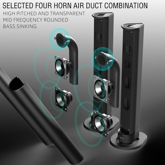 40cm Bluetooth Wireless Detachable Surround Sound Bar Subwoofer 2 Speaker System