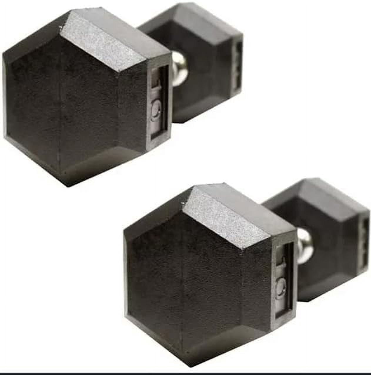 Barbell Rubber encased Hex Dumbbell Weights with Metal Handles for Strength Training, Full Body Workout. Sold as a Pairs,8