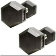 thumbnail image 3 of Barbell Rubber encased Hex Dumbbell Weights with Metal Handles for Strength Training, Full Body Workout. Sold as a Pairs, 3 of 5
