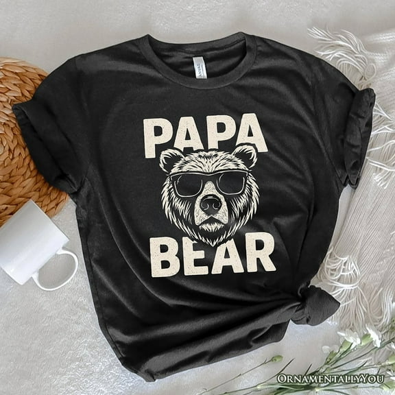 Papa Bear Sunglasses T-Shirt, Black Vintage Tee for Cool Dads