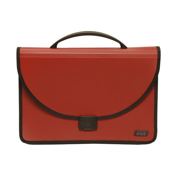 JAM Paper Plastic Briefcase with Handles, 14" x 91/2" x 41/2", Red, Sold Individually
