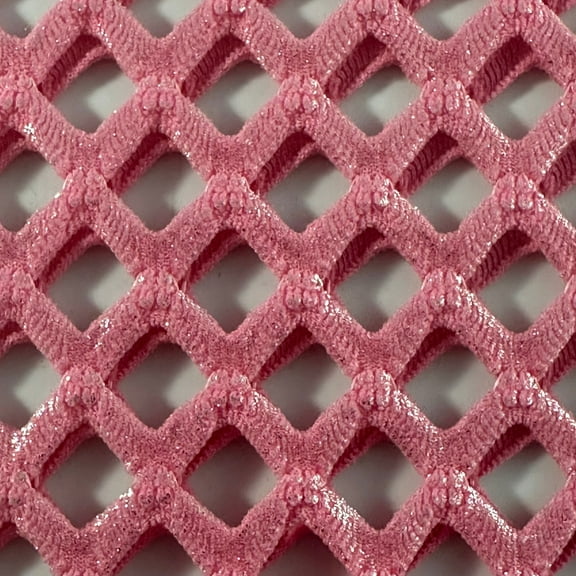 Stretch Polyester Spandex Fabric with Pentagon Diamond Silver Foil Fish Net Design| Spandex Palace