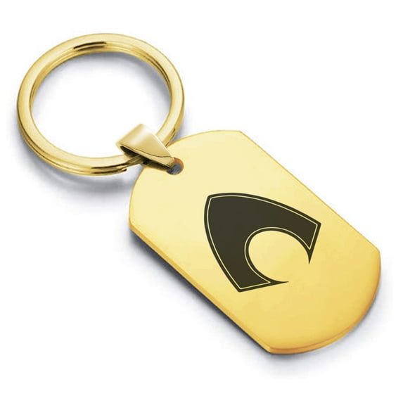 Stainless Steel Aquaman Dog Tag Keychain Circle Ring