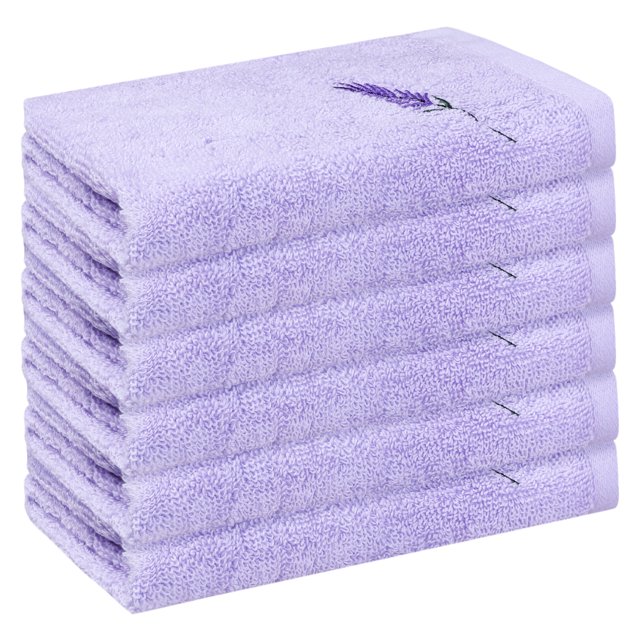 Toalla de mano de algodón REGALWOVEN, absorbente y de bajo pelusa para ba?o 13' x 13' morado 6pk