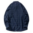 thumbnail image 3 of Shirts for Men Fall Long Sleeve Button Down Business Plaid Shirt Jacket with Pocket Casual Plus Size Loose Collar Mens Dress Shirts Navy XXXXL, 3 of 5