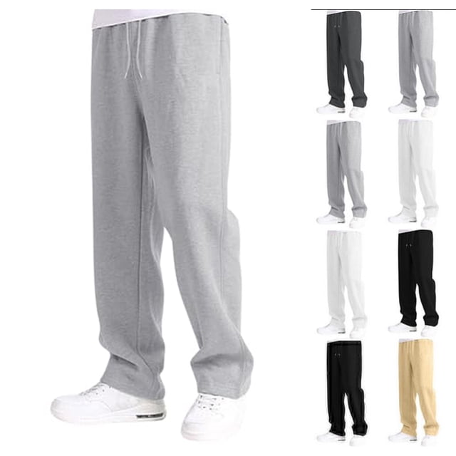 Boys Baggy Cargo Sweatpant Straight Wide Leg Open Bottom Drawstring Elastic Waist Athletic Workout Joggers Sweat Pant Light Gray M