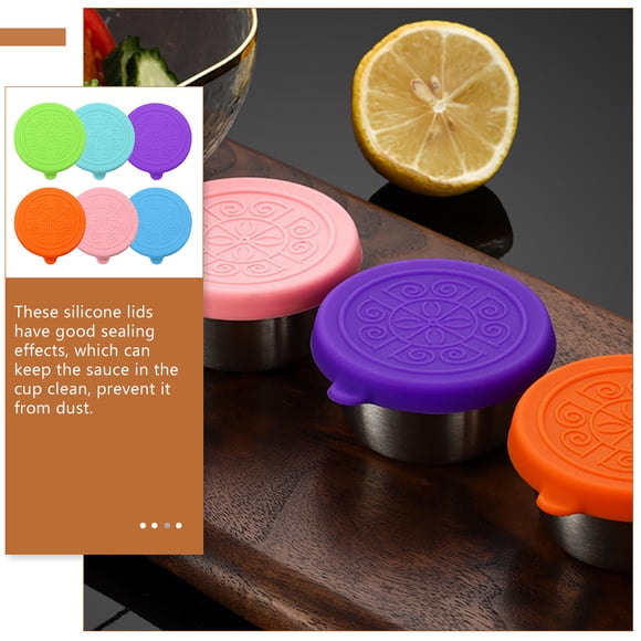 Luxshiny 6Ud Cubiertas Reutilizables De Silicona Para Platos Pequeños De Salsas Y Aderezos En Colores Variados