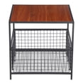 thumbnail image 4 of ZENSTYLE Industrial Style End Table 2-Tier Metal Frame W/ Storage Basket, Brown, 4 of 9