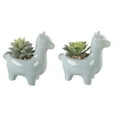 thumbnail image 5 of Flora Bunda Artificial Plants in Cute Animal Novelty Planter Set of 2 White Ceramic Llama Artificial Succulent 5.5", 5.75" x 3.75" x 4.75‚Äù, 5 of 5