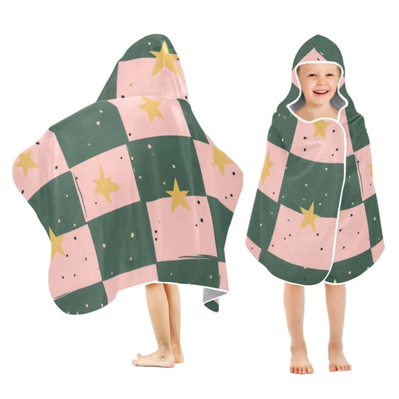 Yayeee Kids Hooded Towels Toddler Soft Absorbent Beach Bathing Wrap 50" x 23.5", Pink Abstract
