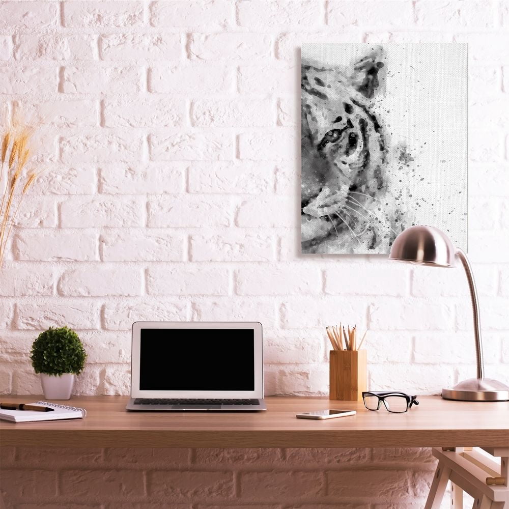 Stupell Industries Tiger Portrait Abstract Watercolor Safari Animal Black White Canvas Wall Art Design by Brandon Wong, 30" x 40"