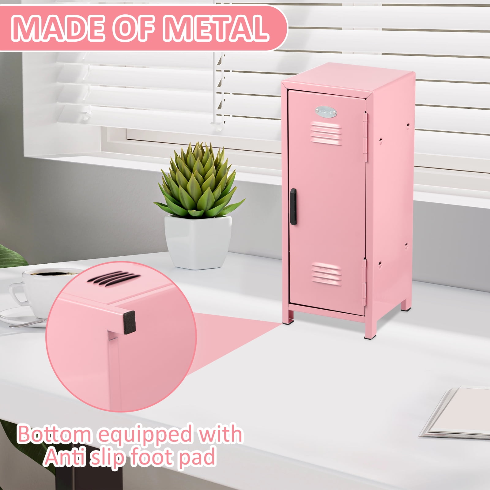 Mini Locker with Lock and Key Rustproof Metal Small Locker Portable Mini Locker Cabinet Practical Mini Storage Locker with Compartments for Desktop Girls Boys