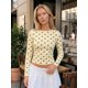 thumbnail image 3 of Blusas de mujer de otoño, manga larga, cuello redondo, estampado de lunares, estilo casual y corte ajustado, ideales para salir., 3 of 6