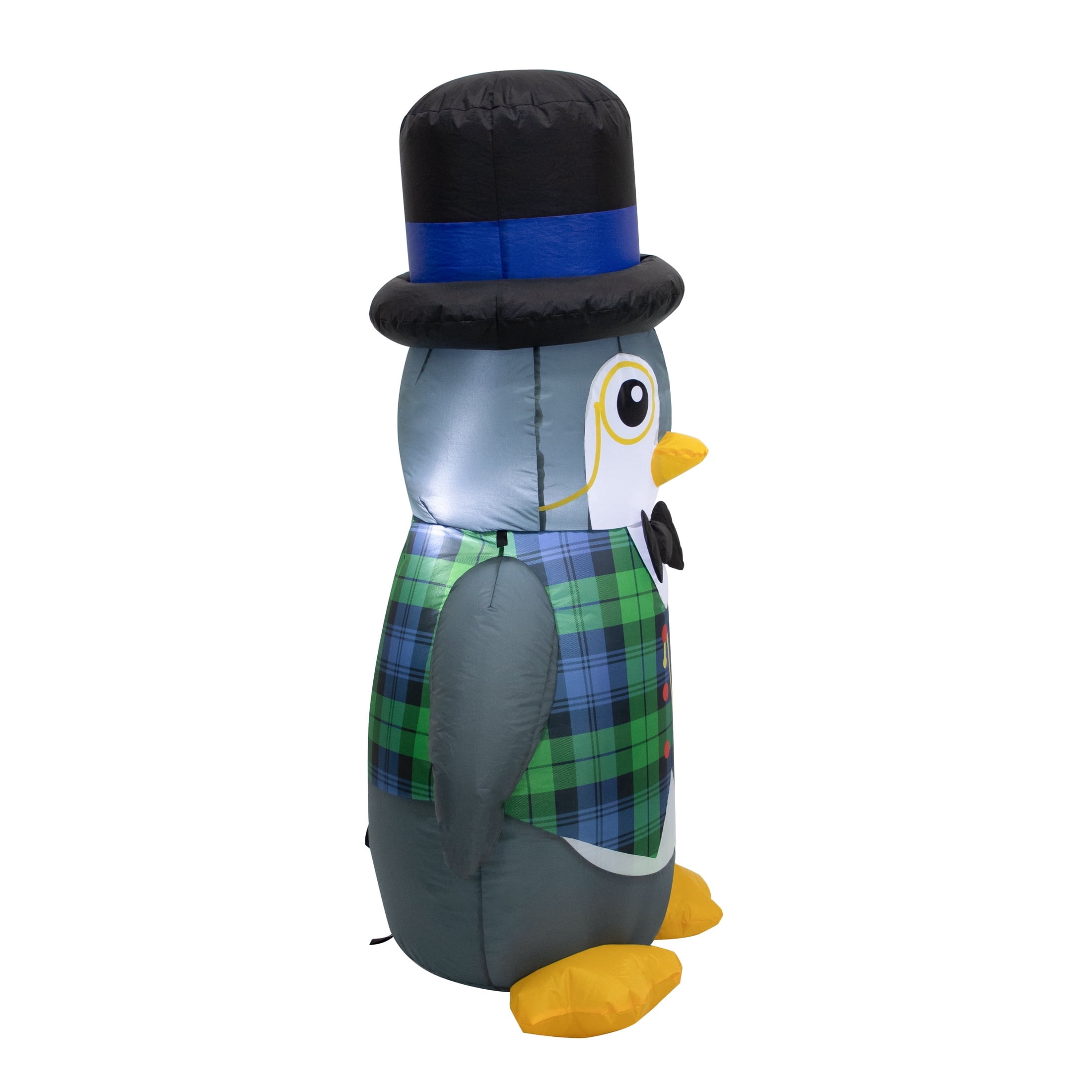 Multicolor Monocle Penguin Christmas Airblown Yard Inflatable, 4', by Holiday Time