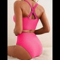 thumbnail image 4 of Conjuntos de Bikini Texturizados para Mujer, Trajes de Baño con Parte Superior y Cintura Alta. Rosa L, 4 of 8