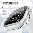 thumbnail image 4 of 2 Pack Boîtier en PC Dur avec Protecteur d'Écran en Verre Trempé Compatible avec Apple Watch Série 7, Ultra-Mince Résistant aux Rayures Couverture de Protection Globale pour iWatch S7, Noir/transparent (45mm), 4 of 5