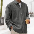 thumbnail image 7 of Men's Corduroy Button Down Shirt Casual Long Sleeve Loose Fit Square Neck Thick Cotton Shirt for Fall Winter Outdoor Daily Wear Dark Gray XL, 7 of 7