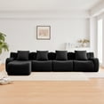 thumbnail image 3 of L-Shaped 4-Seat Boneless Sofa,Teddy Fabric No Assembly Required Curved Armrest,Anti-slip Design, Assembly Chaise, 32D High Density Sponge Full Compression Vacuum Packag,For Studies living Rooms,Blac, 3 of 5