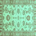thumbnail image 1 of Ahgly Company Indoor Square Oriental Turquoise Blue Traditional Area Rugs, 3' Square, 1 of 4