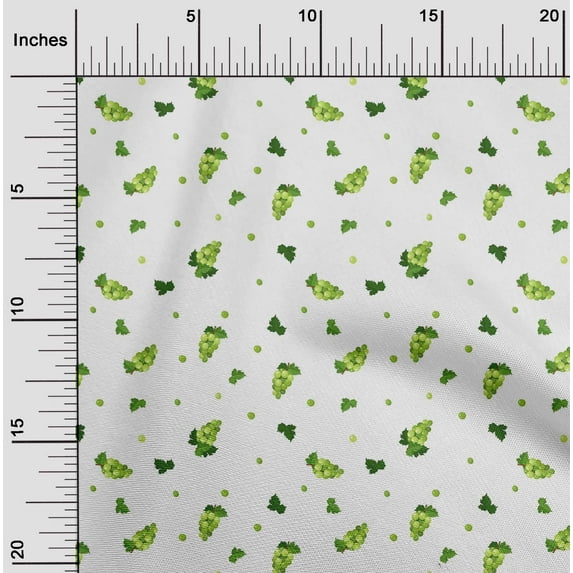 oneOone Cotton Cambric Fabric Leaves & Grapes Fruits Fabric Prints by Yard 56 Inch Wide