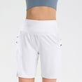 thumbnail image 4 of Kopltyrfg Women's High Waisted 9" Shorts with Zipper Pockets Athletic Workout Long Shorts for Women Knee Length White M, 4 of 6
