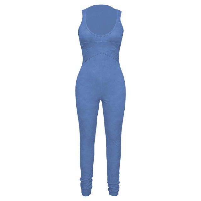 HBFAGFB Combinaison Sans Manches pour Femmes, Col en V Profond, Ajourée, Simple, Quotidienne, Bleue Taille P