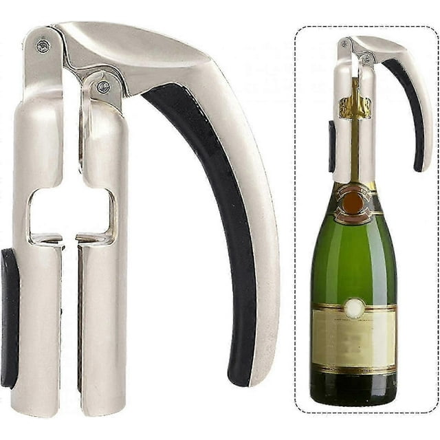 Champagne Bottle Corkscrew - Sparkling Wine Bottle Corkscrew - Kitchen Corkscrew - Bottle Opener (silver)