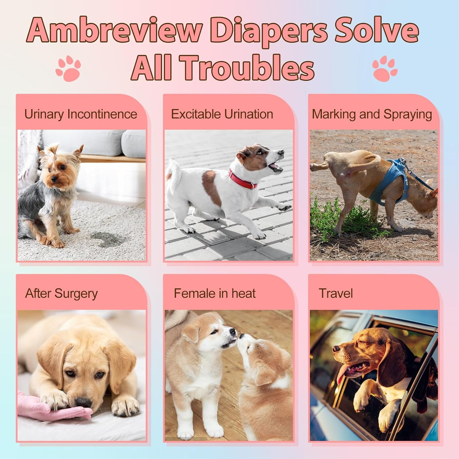 Disposable Dog Diapers Female, Just Pull It Up, Doggie Diapers for Female Dogs, Strong Absorbency | Leak Proof, for Dogs in Heat | Elderly | Disabled, XL 100 PCS