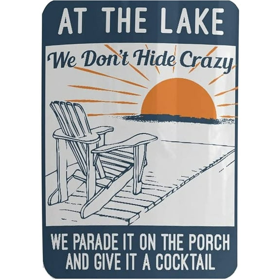 AT THE LAKE metal sign Decor for Farmhouse, Cabin, Beach, Bar, Memories Made at The Lake Retro and Wood Sign Great Gift,8×12 inch