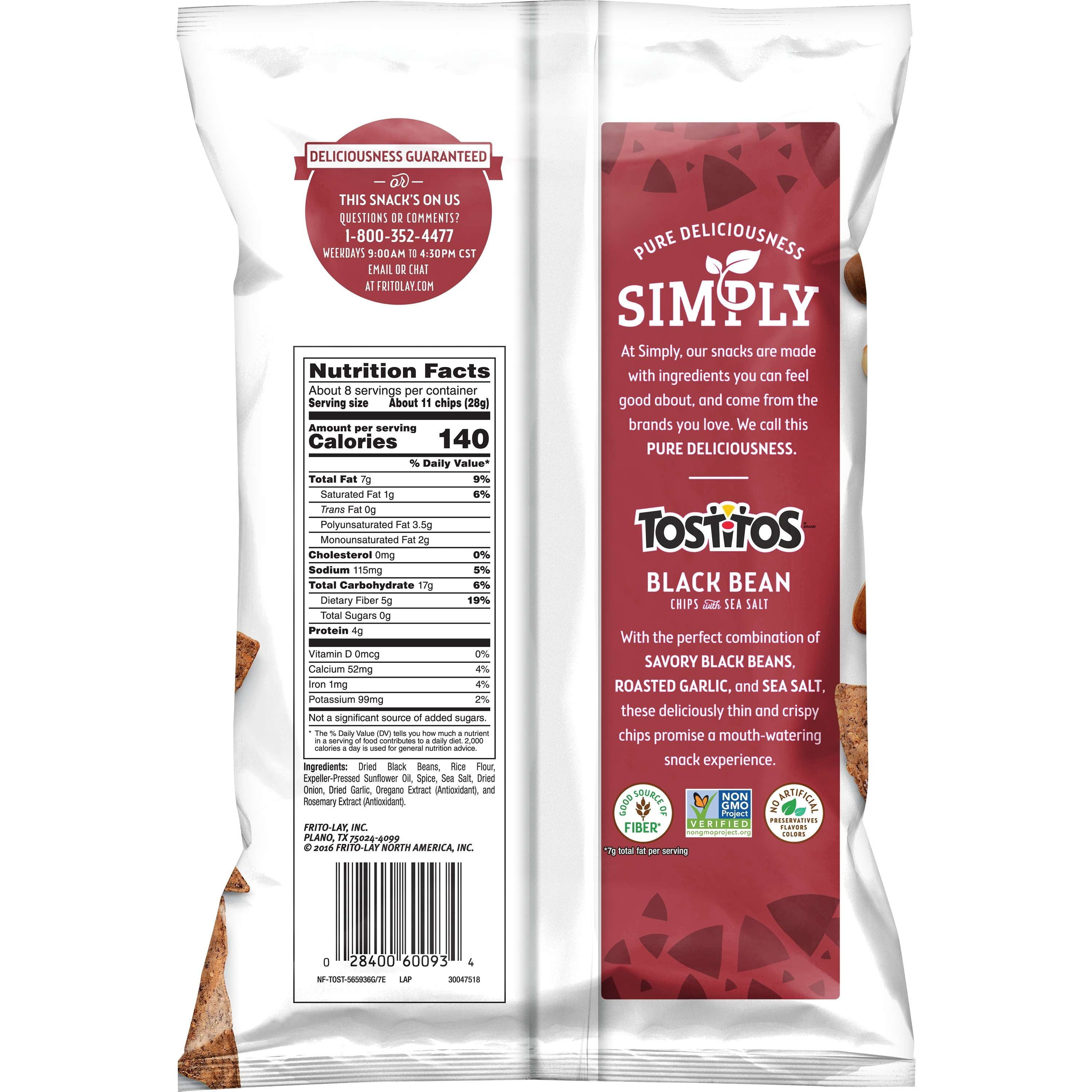 Simply Tostitos Black Bean Tortilla Chips, 7.5 oz Bag
